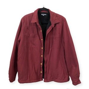 Threads 4 Thought Teddy Lined Organic Cotton Shacket Unisex Red 2XL